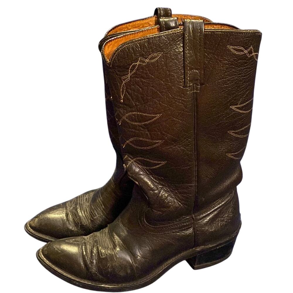 Vintage Vulcan Dark Brown Leather Cowboy Boots